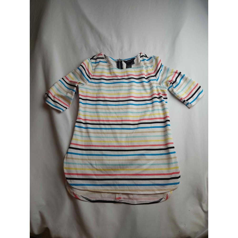 Jules & Leopold Striped Tunic Top Short Sleeve Back Zip Multi-Color Womens S